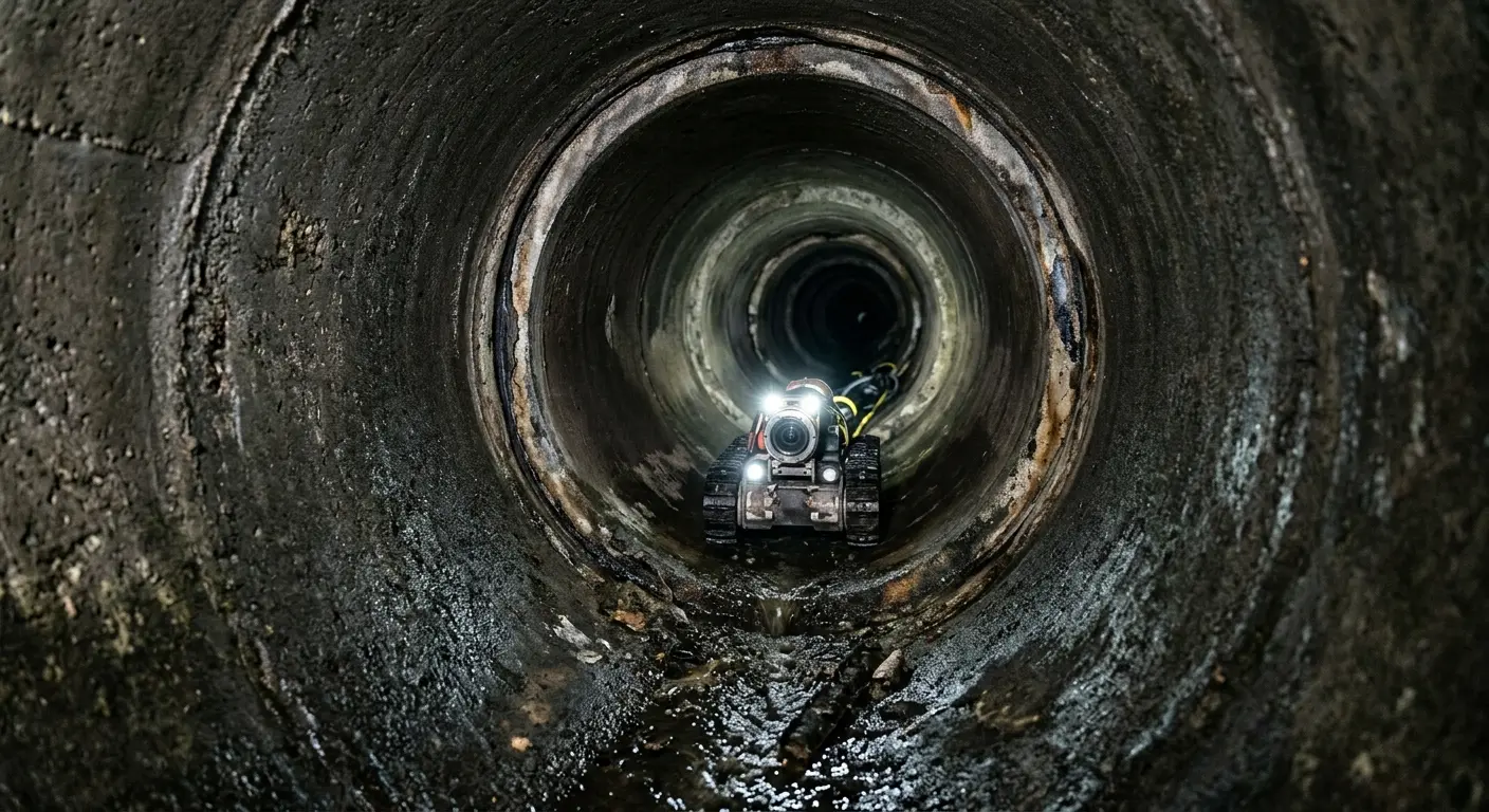 Robotic sewer camera inspecting pipe interior for Drain Snake Service in North Ogden